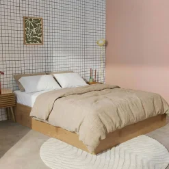 Cama con cajón y somier de láminas 140x190cm, decoración madera