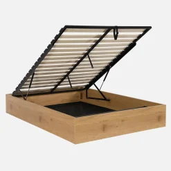 Cama con cajón y somier de láminas 140x190cm, decoración madera