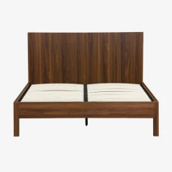 Cama con somier a láminas y cabecero 140x190cm, decoración madera