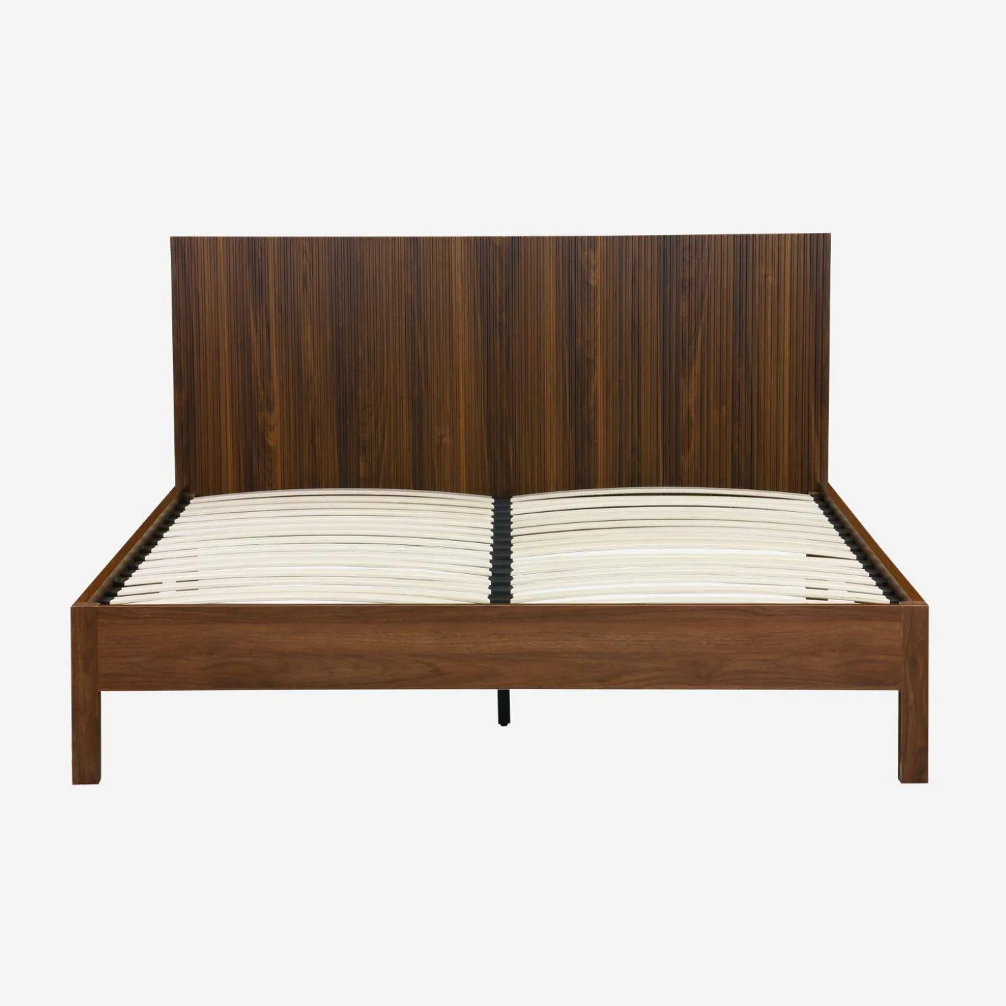 Cama con somier a láminas y cabecero 160x200cm, decoración madera