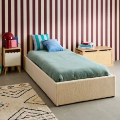 Cama con somier abatible, acabado borreguito