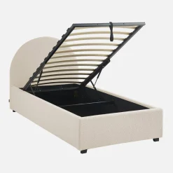 Cama con somier abatible y cabecero 90x190cm, acabado en borreguito