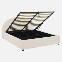 Cama con somier abatible y cabecero 160x200cm, acabado en borreguito