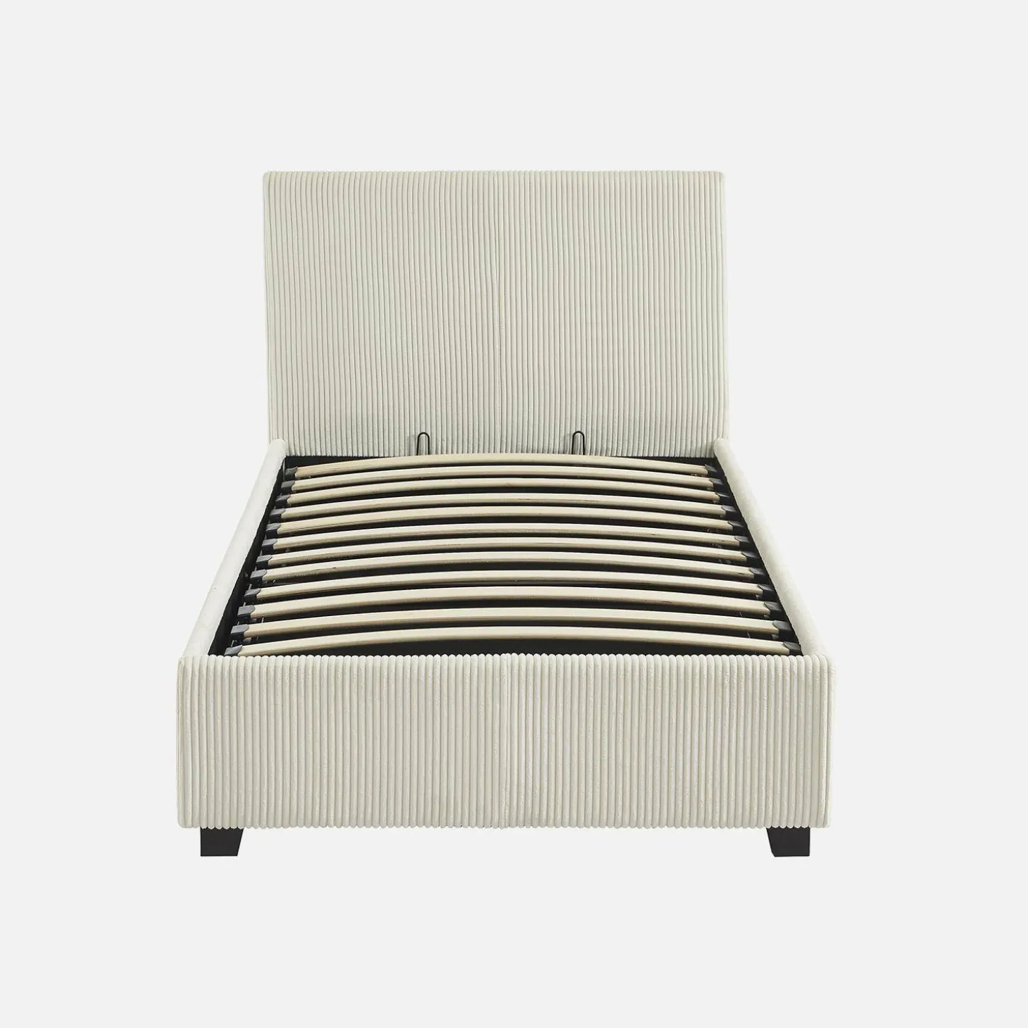 Cama con somier abatible y cabecero 90x190cm, acabado en pana fina
