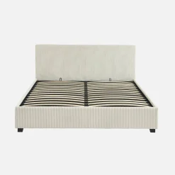 Cama con somier abatible y cabecero 160x200cm, acabado en pana fina