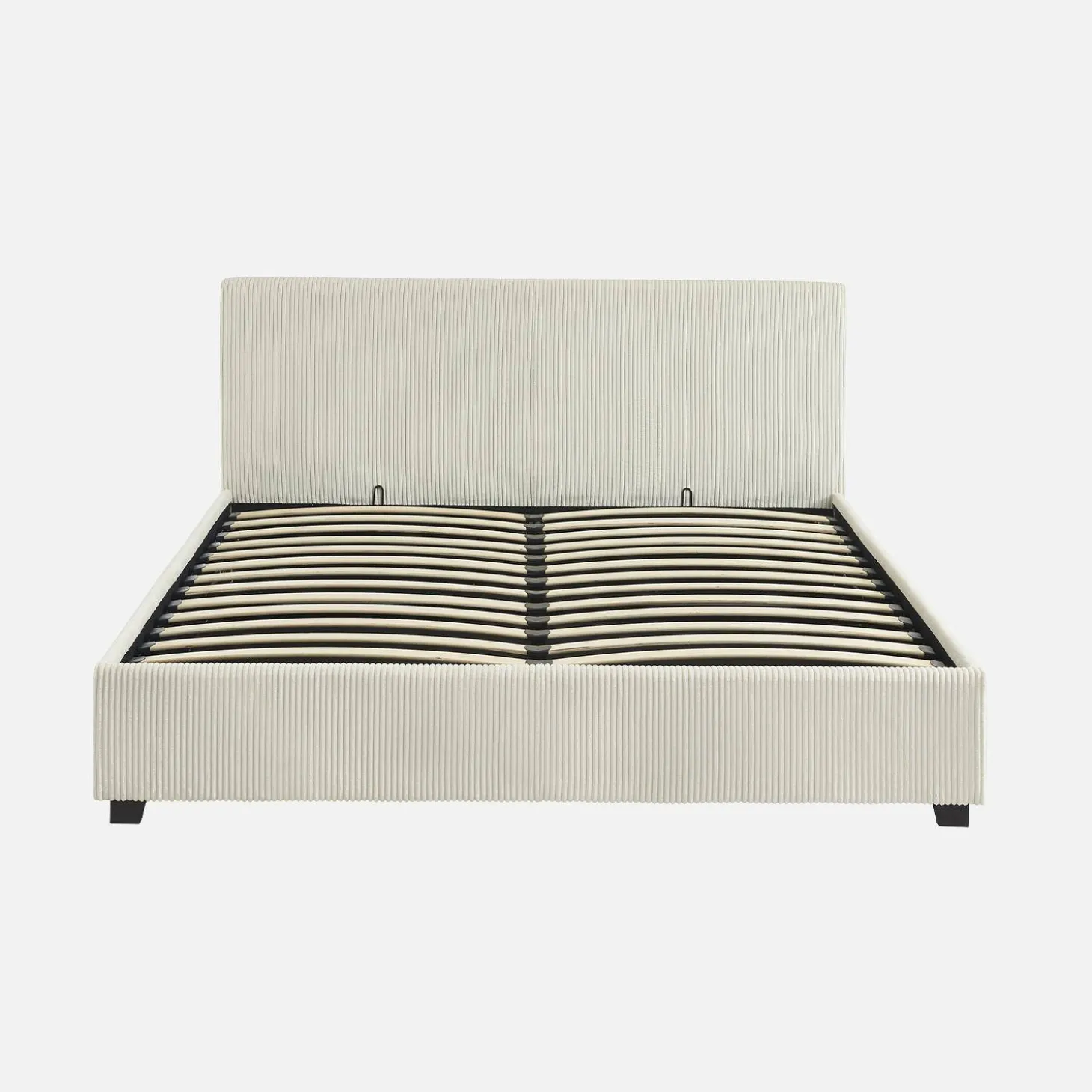 Cama con somier abatible y cabecero 160x200cm, acabado en pana fina