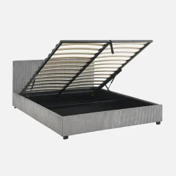 Cama con somier abatible y cabecero 160x200cm, acabado en pana fina