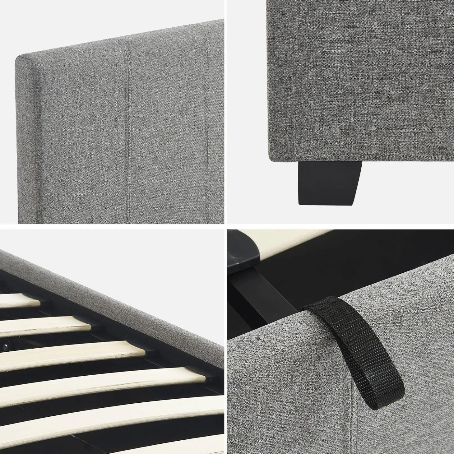 Cama con somier abatible y cabecero, 140x190cm