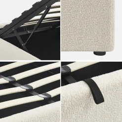 Cama con somier abatible, acabado borreguito