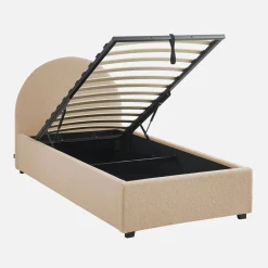 Cama con somier abatible y cabecero 90x190cm, acabado en borreguito