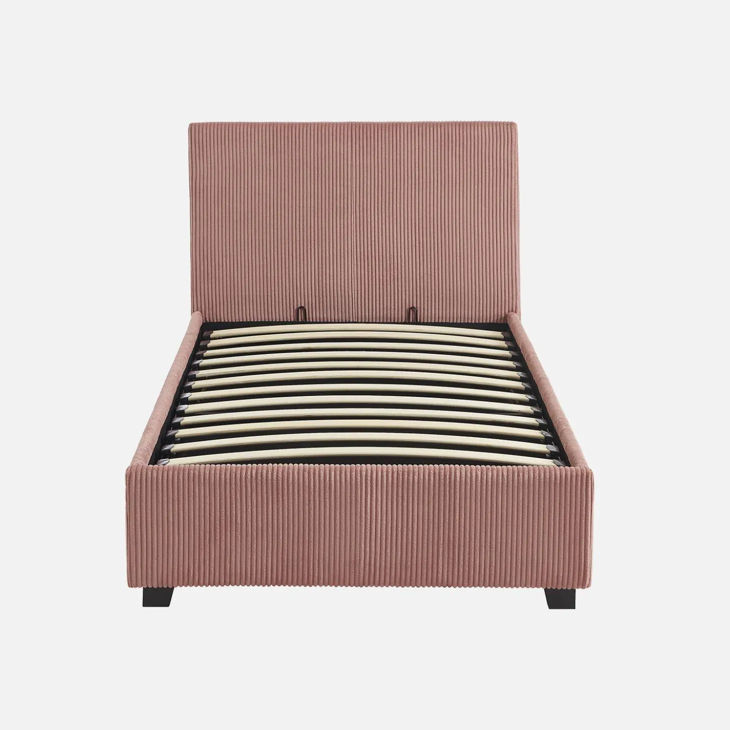 Cama con somier abatible y cabecero 90x190cm, acabado en pana fina