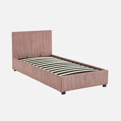Cama con somier abatible y cabecero 90x190cm, acabado en pana fina