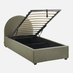 Cama con somier abatible y cabecero 90x190cm, acabado en borreguito