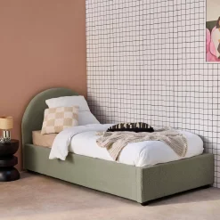 Cama con somier abatible y cabecero 90x190cm, acabado en borreguito