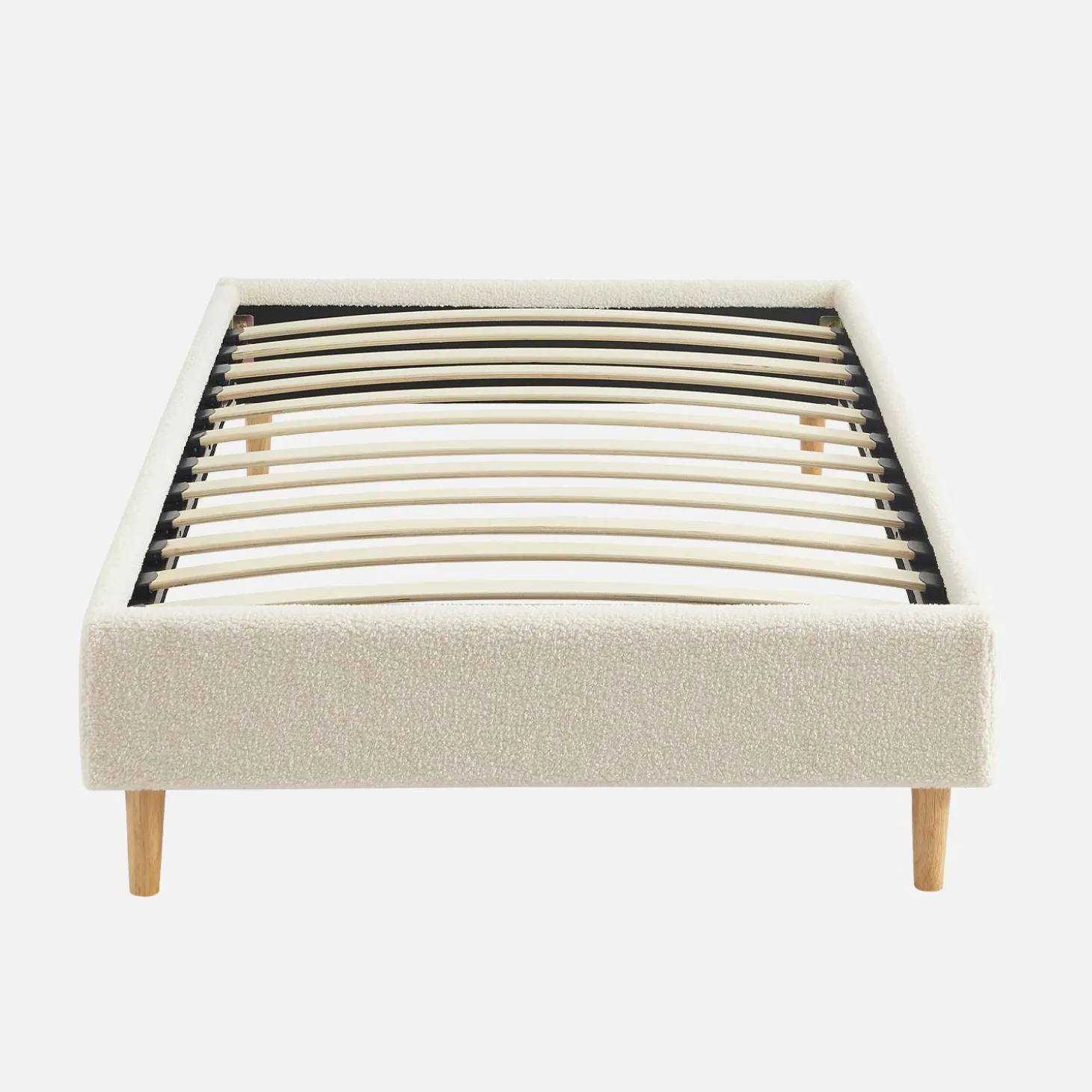 Cama con somier, acabado borreguito