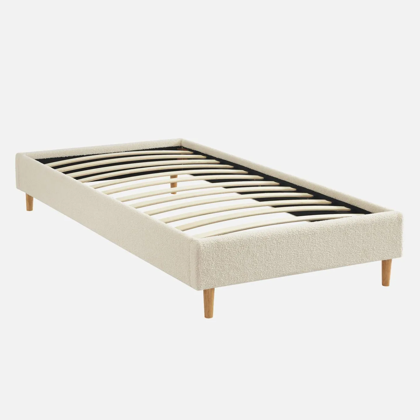 Cama con somier, acabado borreguito