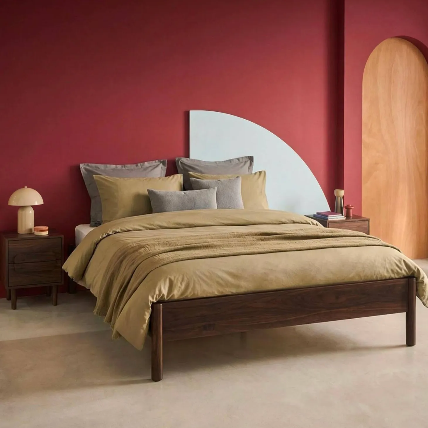 Cama con somier de láminas 160x200cm decoración madera