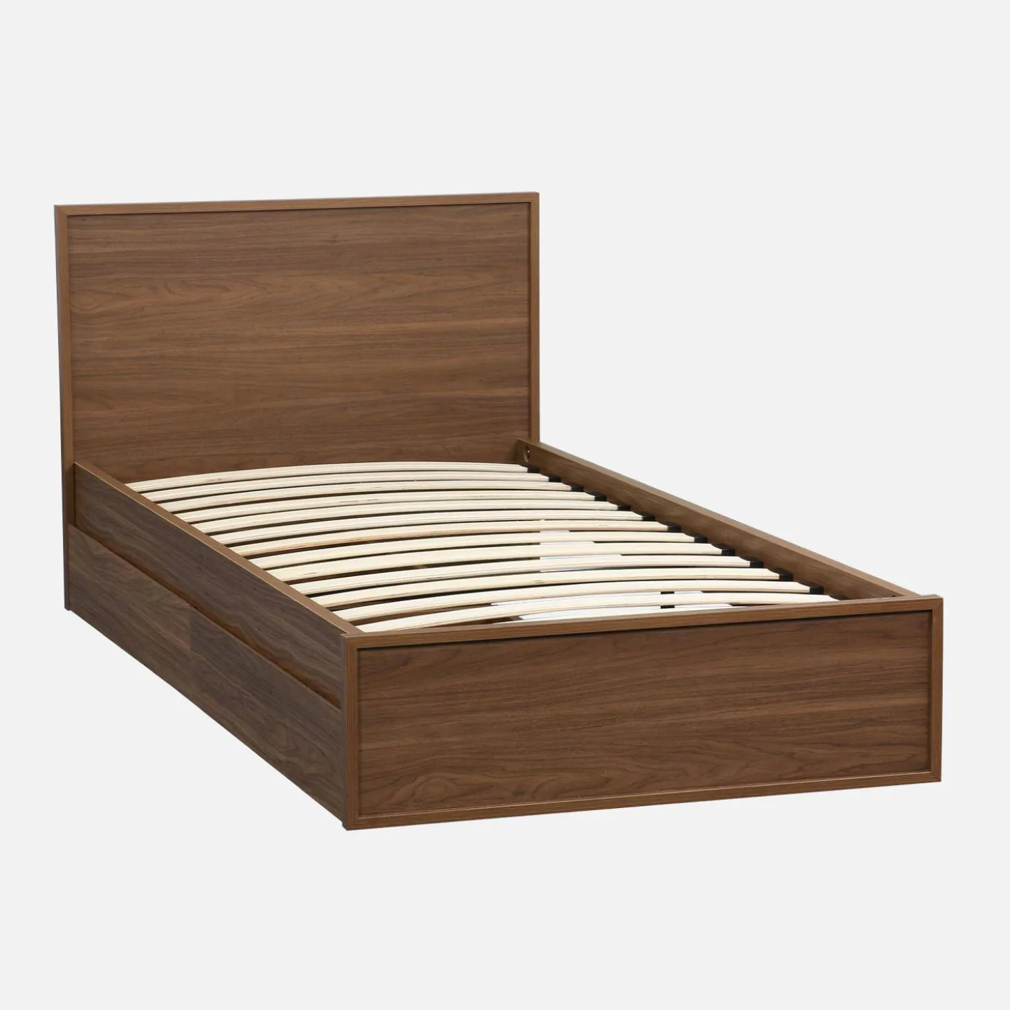 Cama con somier de láminas y cabecero 90 x 190cm + 2 cajones decorativos de madera