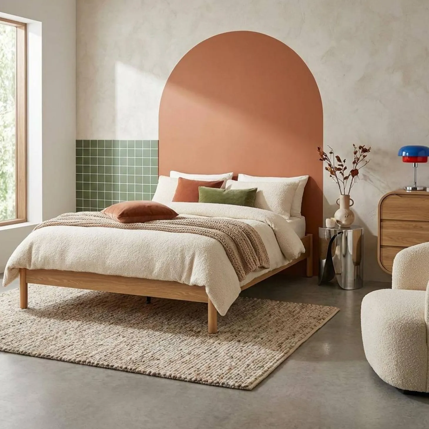 Cama con somier de láminas 160x200cm decoración madera