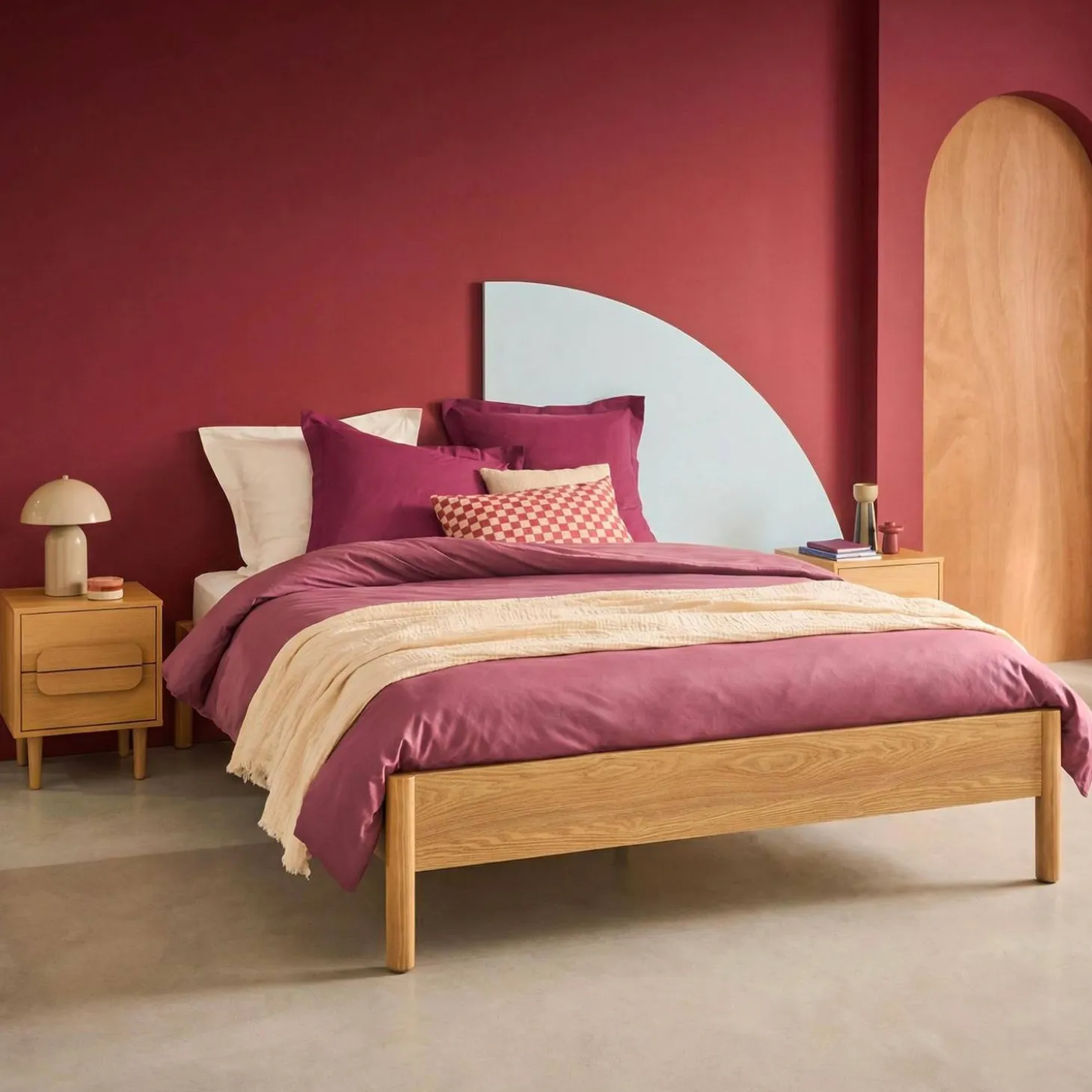 Cama con somier de láminas 160x200cm decoración madera