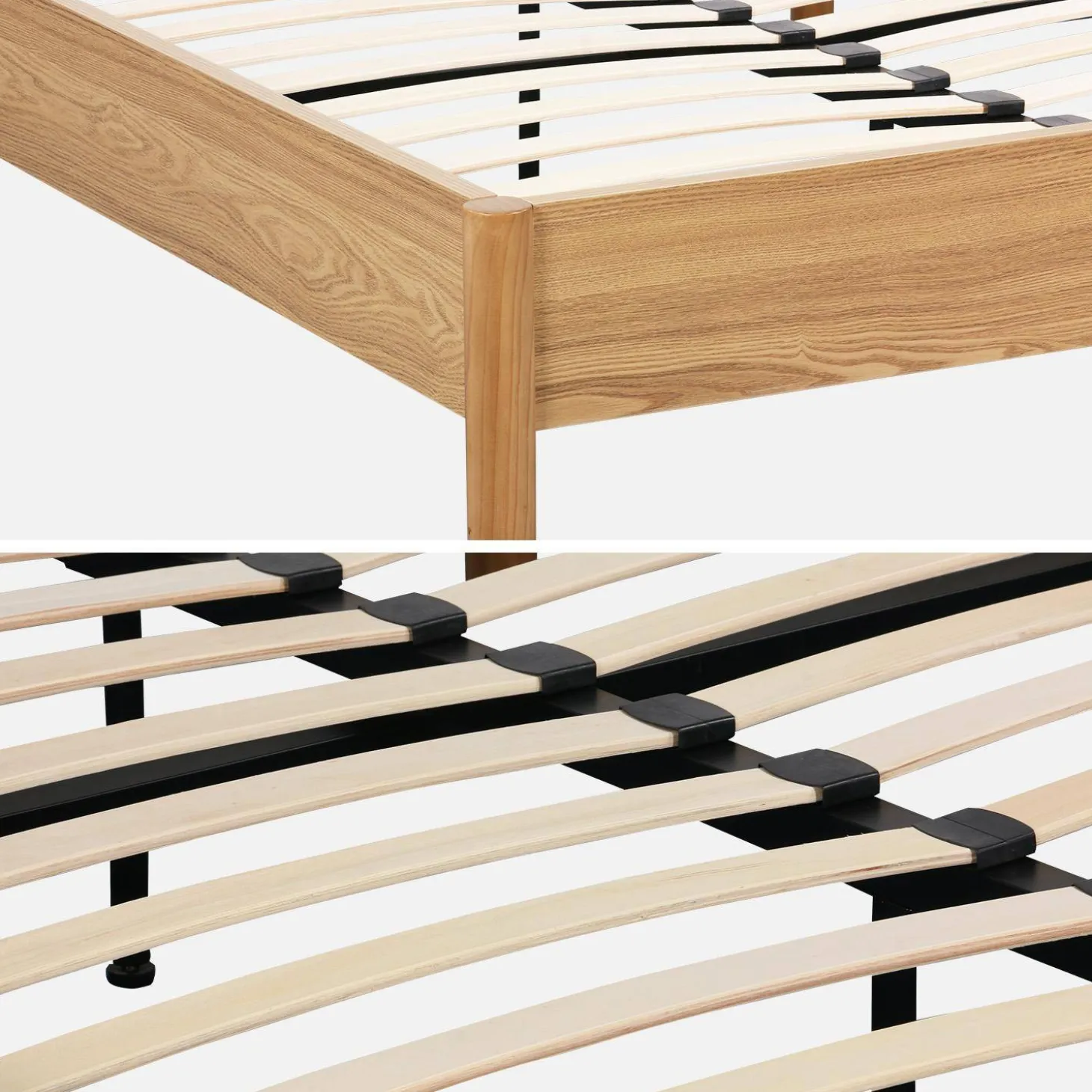 Cama con somier de láminas 160x200cm decoración madera