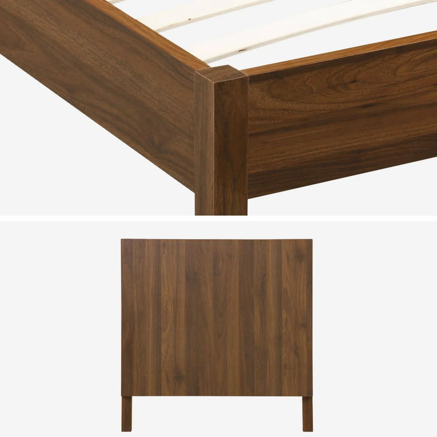 Cama con somier de láminas y cabecero 90x190cm, decoración madera