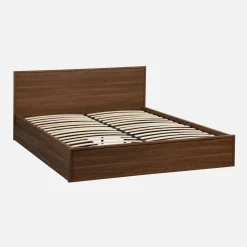 Cama con somier de láminas y cabecero 160x200cm + 4 cajones decoración madera