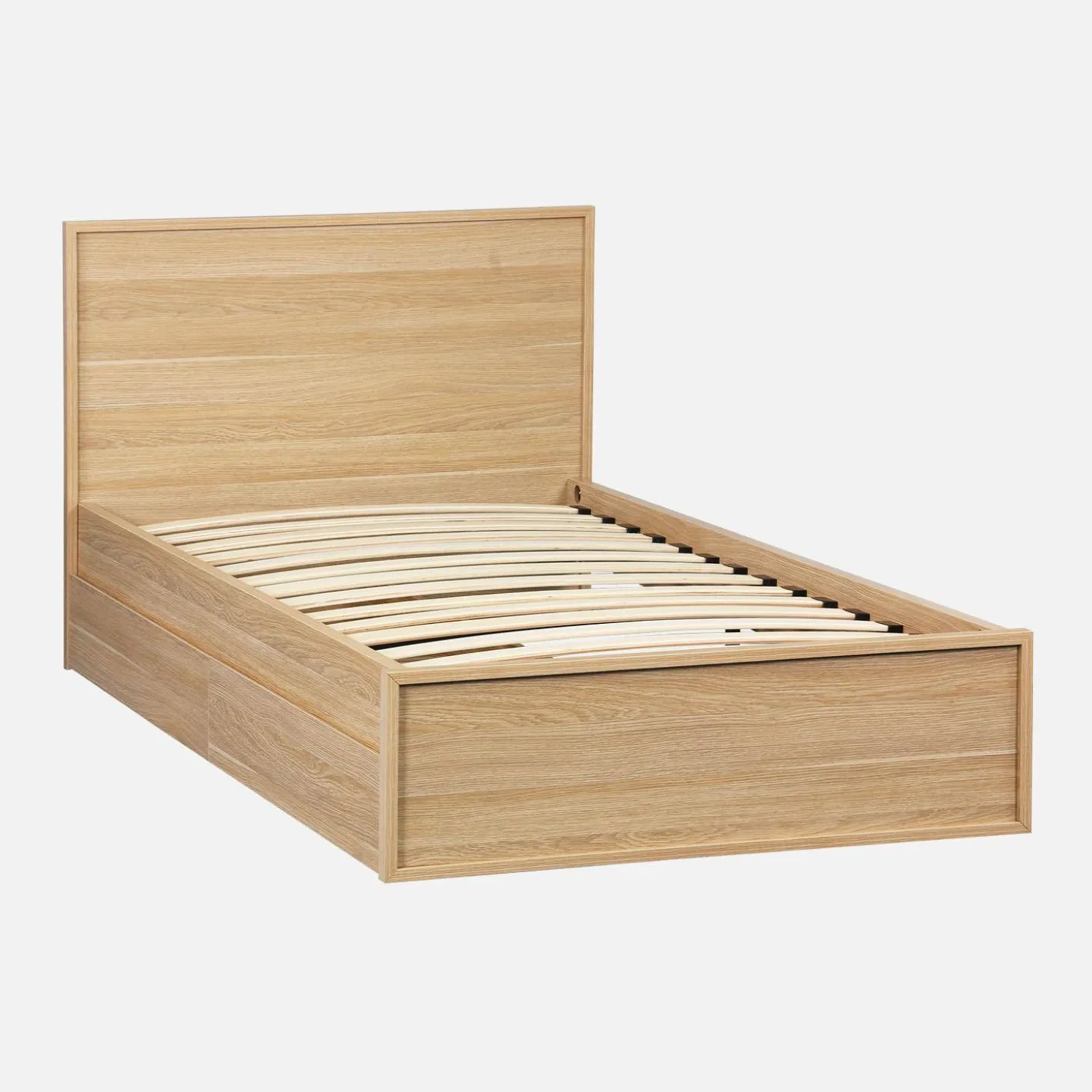 Cama con somier de láminas y cabecero 90 x 190cm + 2 cajones decorativos de madera