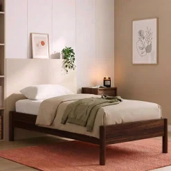 Cama con somier de láminas 90x190cm decoración madera