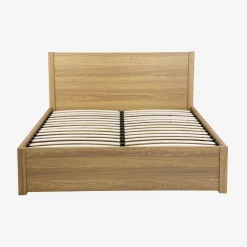 Cama con somier de láminas y cabecero, 160x200cm + 4 cajones decorativos de madera