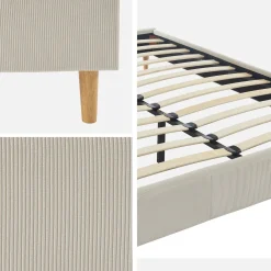 Cama con somier 140x190cm, acabado en pana fina