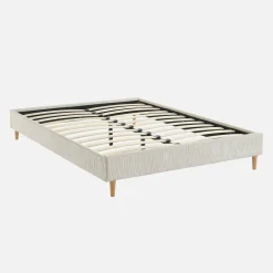 Cama con somier 140x190cm, acabado en pana fina