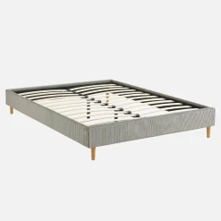 Cama con somier 140x190cm, acabado en pana fina