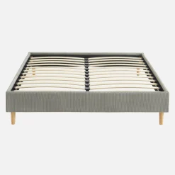 Cama con somier 140x190cm, acabado en pana fina