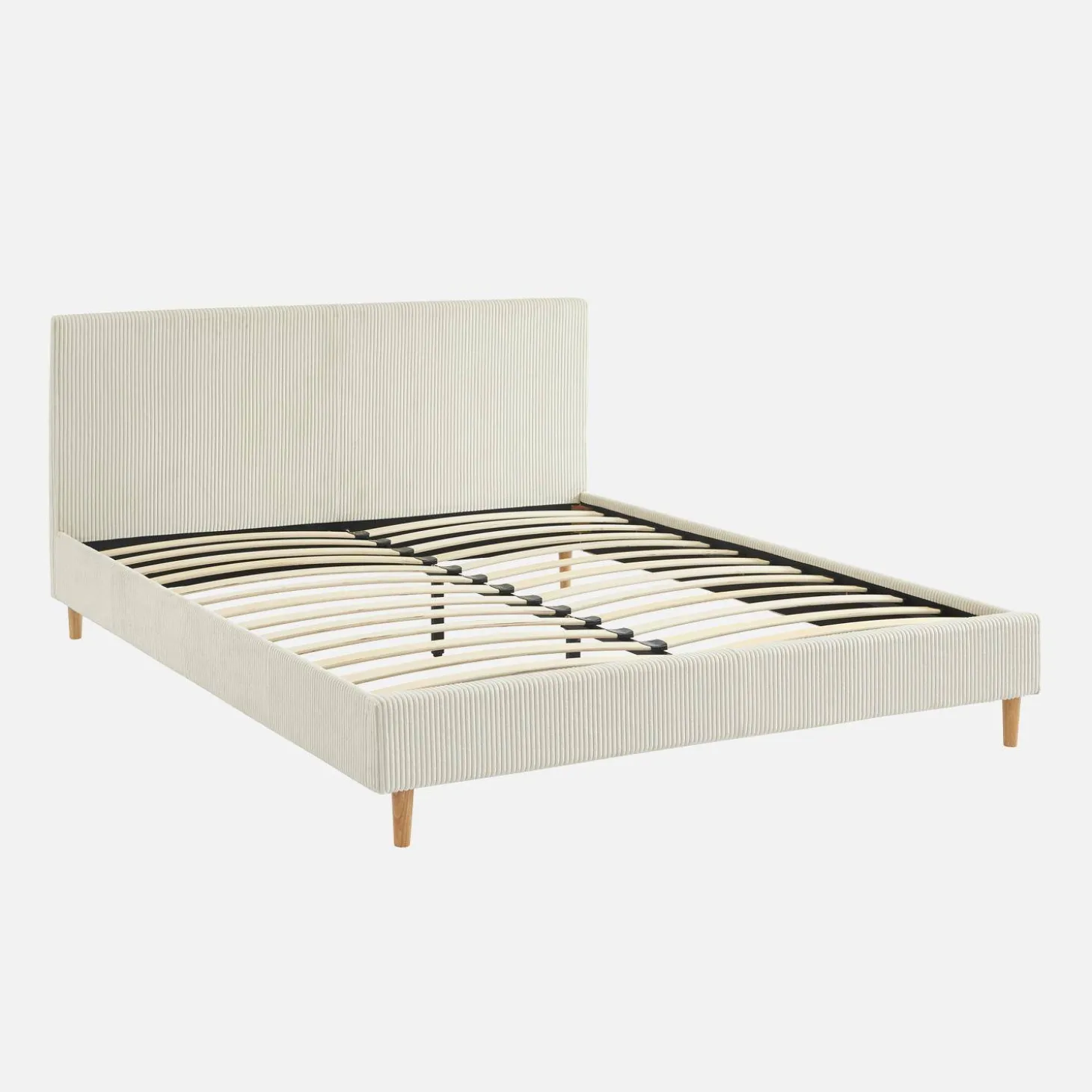 Cama con somier y cabecero 160x200cm, acabado en pana fina