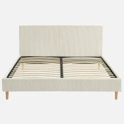 Cama con somier y cabecero 160x200cm, acabado en pana fina