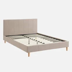 Cama con somier y cabecero 140x190cm, acabado en tela
