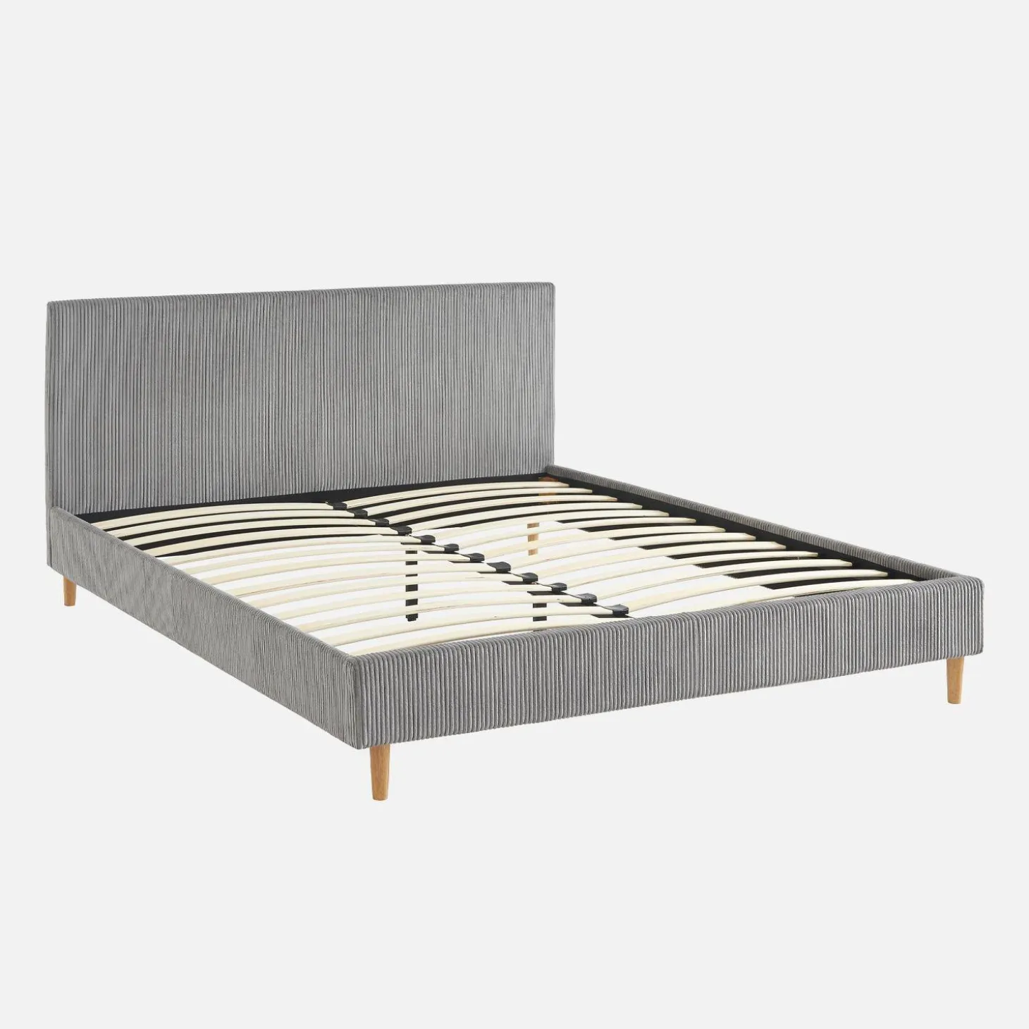 Cama con somier y cabecero 160x200cm, acabado en pana fina