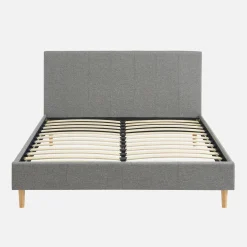 Cama con somier y cabecero 140x190cm, acabado en tela