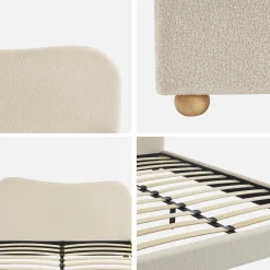 Cama con somier y cabecero, acabado borreguito