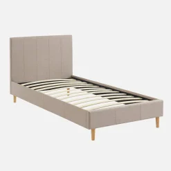 Cama con somier y cabecero 90x190cm, acabado en tela