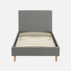 Cama con somier y cabecero 90x190cm, acabado en tela
