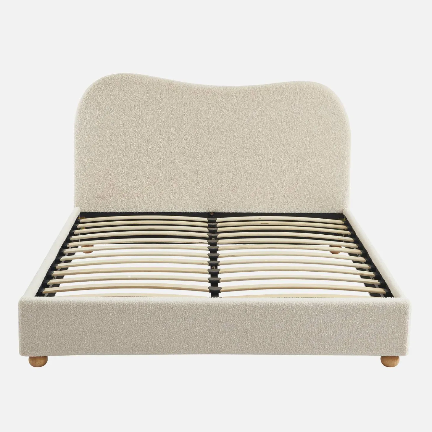 Cama con somier y cabecero, acabado borreguito