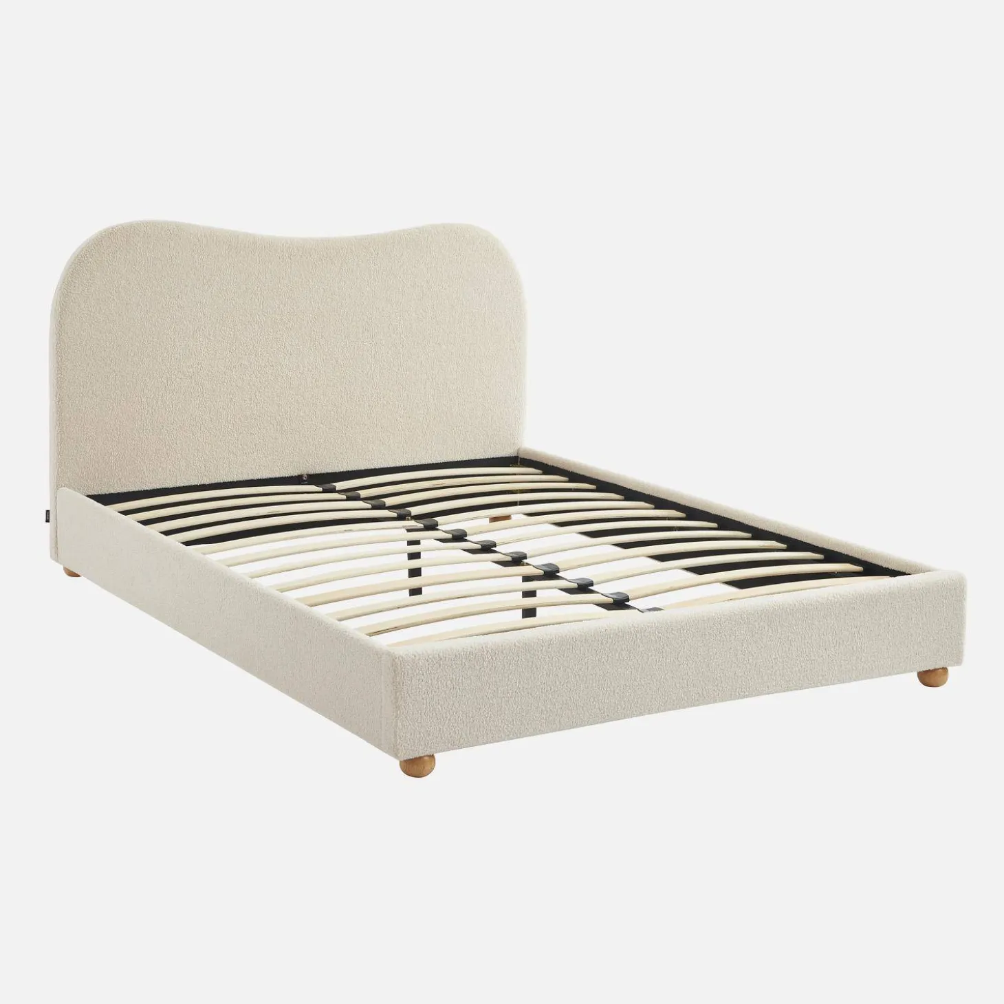 Cama con somier y cabecero, acabado borreguito