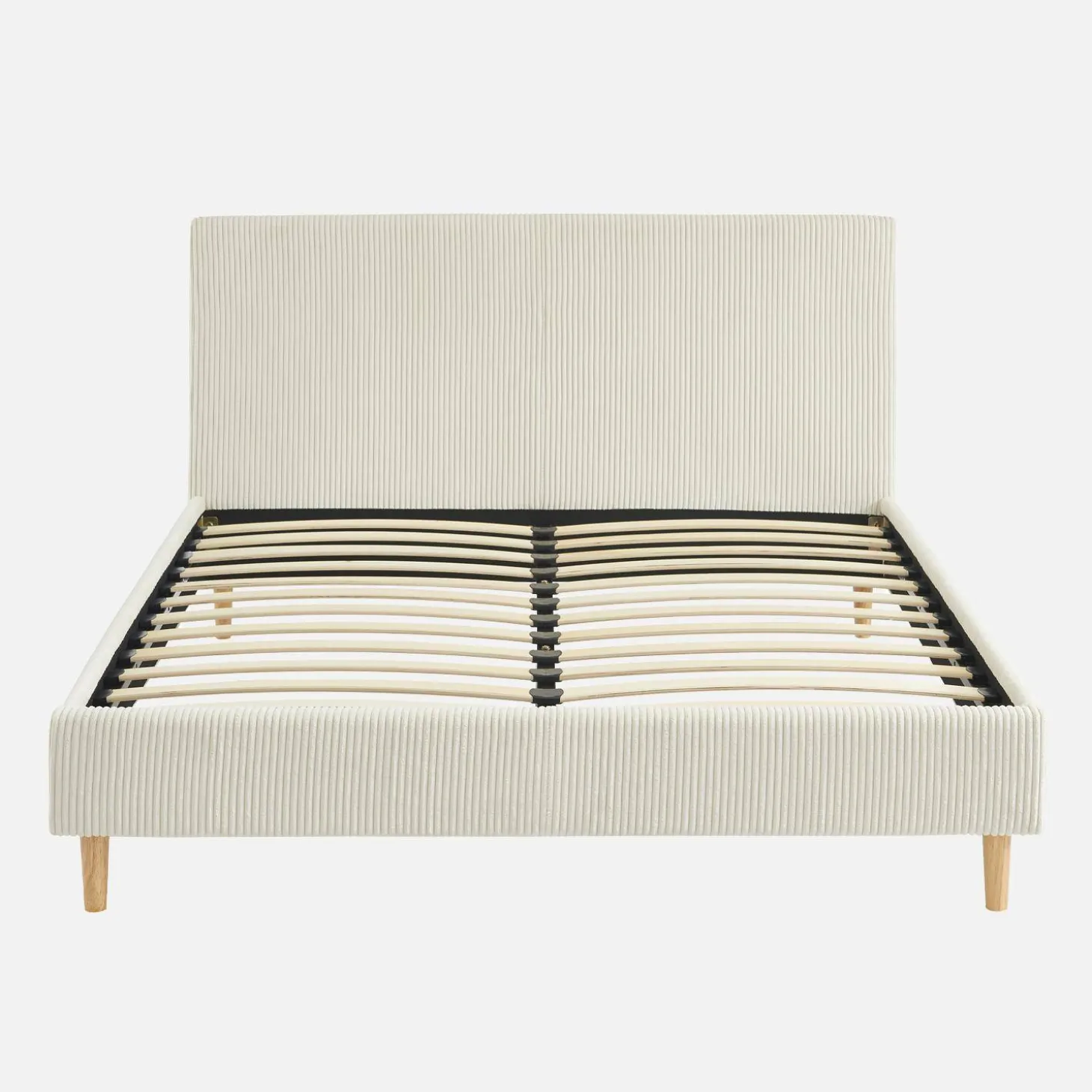 Cama con somier y cabecero 140x190cm, acabado en pana fina