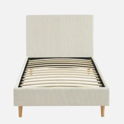 Cama con somier y cabecero 90x190cm, acabado en pana fina