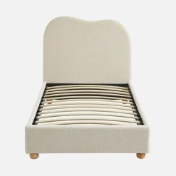 Cama con somier y cabecero, acabado borreguito