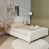 Cama con somier y cabecera tapizada borreguito, 140x190cm