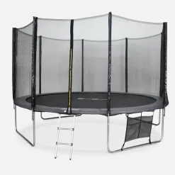 Cama elástica de 400 cm con red exterior y accesorios