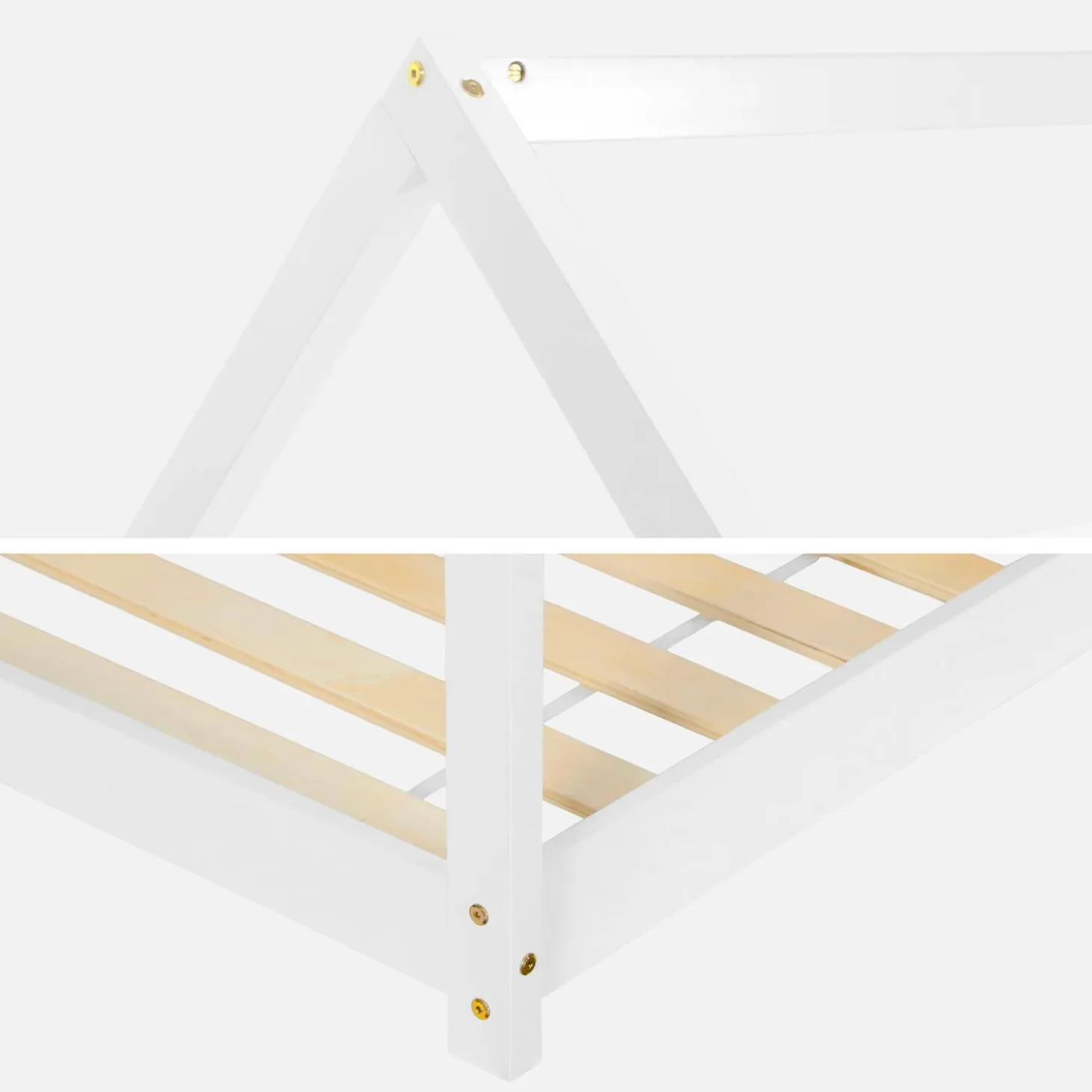 Cama infantil de pino natural, 90x190cm